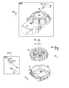 Flywheel, Ignition, And Starter Group Diagram and Parts List for 123P02-0090-H5 100000 - 19Z999 Briggs and Stratton Engine